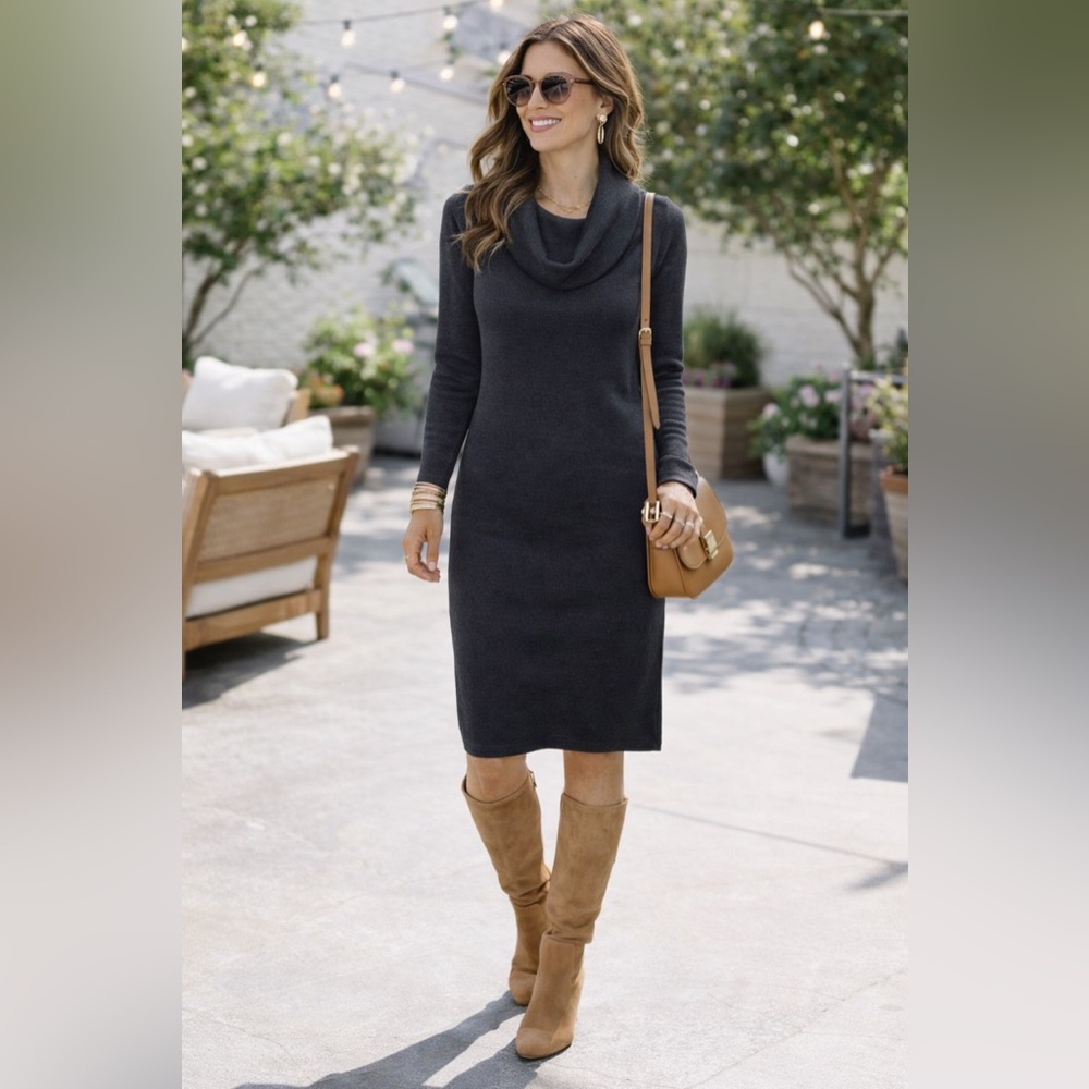 Ann Taylor Cowl Neck Sweater Dress